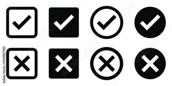 Fototapeta green tick mark. red cross mark icons. yes and no buttons. do and don't button. checkmark and crossmark button.