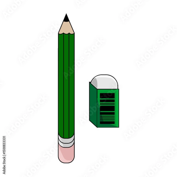 Fototapeta Pencil and Eraser Illustration