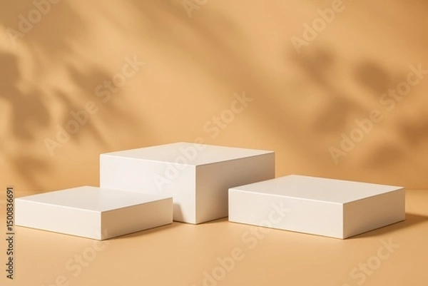 Obraz Minimalist White Cubes with Shadow Play