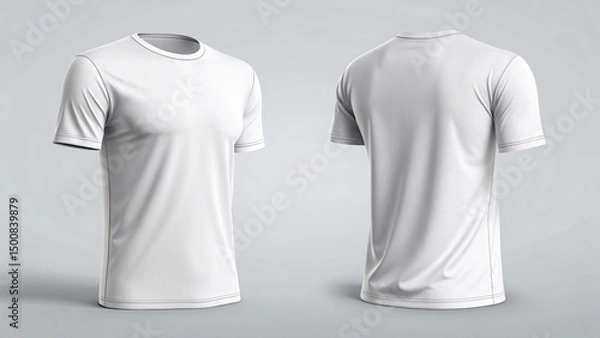 Fototapeta Empty White Cotton T-Shirt Design Mockup – Front and Rear View for Apparel Branding or Print Design