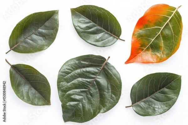 Obraz persimmon  leaf isolated on white background