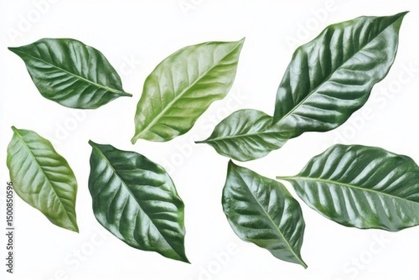 Obraz green coffee leaves isolated on white