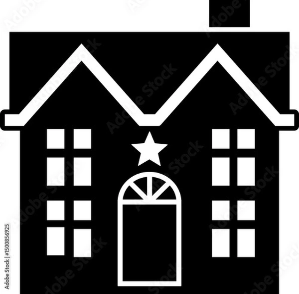 Obraz Patriotic House for the Fourth of July. 
USA House Residence SVG.
House decorated 4th of july vector silhouette.
Good for DIY,craft, greeting card,poster, banner, leaflet.
Transparent background. 
