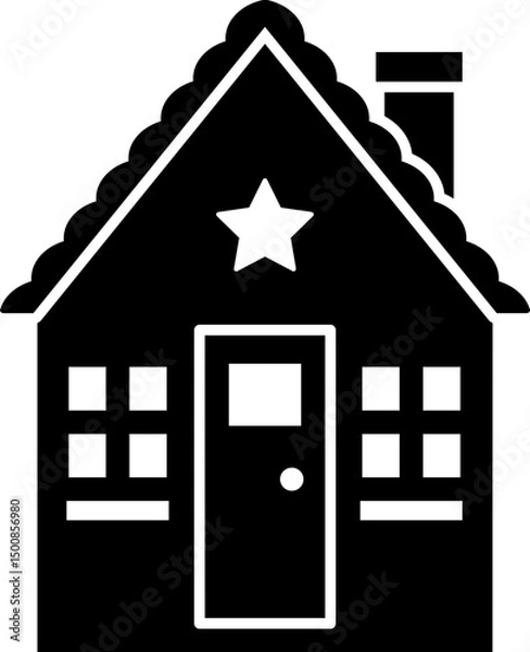 Obraz Patriotic House for the Fourth of July. 
USA House Residence SVG.
House decorated 4th of july vector silhouette.
Good for DIY,craft, greeting card,poster, banner, leaflet.
Transparent background. 