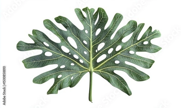 Fototapeta Tropical leaf, isolated, white background, nature, design element