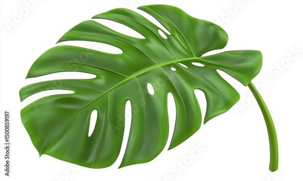Fototapeta Tropical Monstera leaf isolated on white background, for design