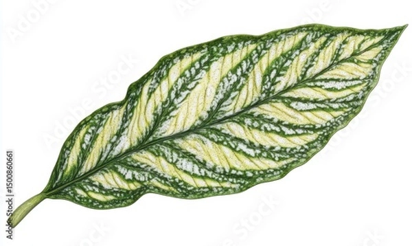 Fototapeta Variegated leaf, isolated, white background, nature, botanical illustration, for design