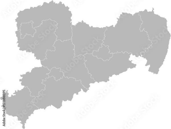 Fototapeta Saxony, Germany – administrative vector map with district boundaries (Web Mercator projection, PPT-compatible & fully editable)