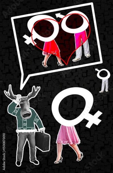 Fototapeta The Stag's Suspicion: A Collage of Jealousy and Betrayal