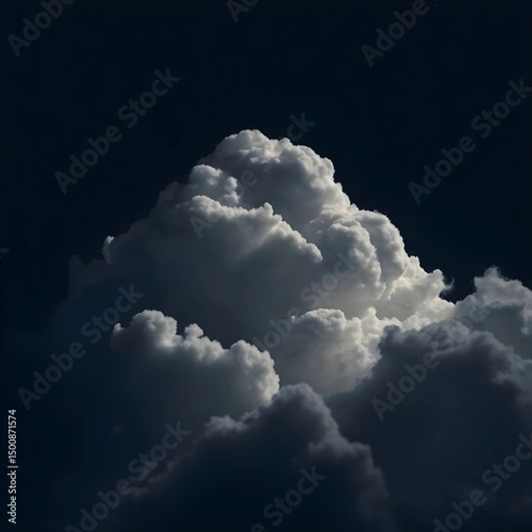 Obraz Chiaroscuro lighting, tight close-up of a beautiful cloud, detailed focus, strong contrasts, deep shadows