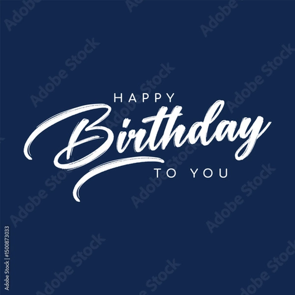 Fototapeta Happy Birthday typography design vector. Beautiful greeting card scratched calligraphy black text word. Handwritten modern brush lettering white background isolated vector
