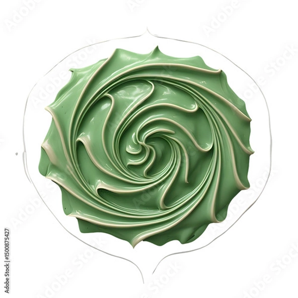 Obraz A beautifully swirled green frosting design resembling a succulent encircled by a delicate white outline