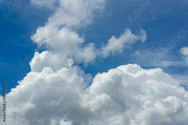 Obraz Cloudy Sky with Fluffy White Cumulus Clouds
