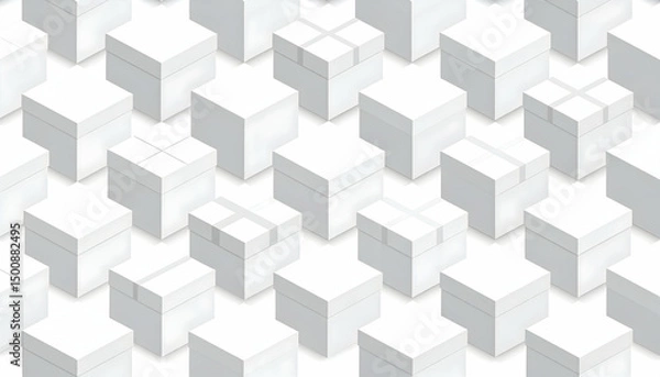 Fototapeta Isometric Pattern of White and Gray Shipping Boxes