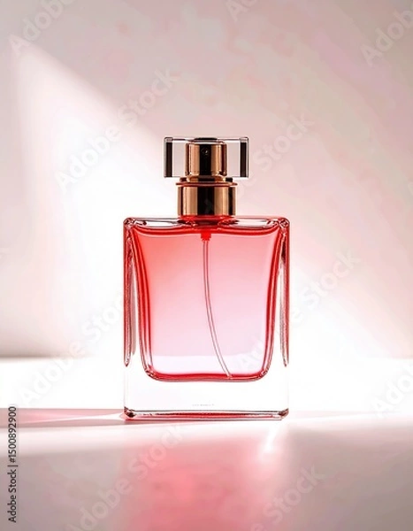 Fototapeta Perfume advertisement, luxury and minimalism: Minimalistic perfume bottle, shadow gradients and light play.