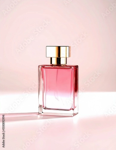 Fototapeta Perfume advertisement, luxury and minimalism: Minimalistic perfume bottle, shadow gradients and light play.