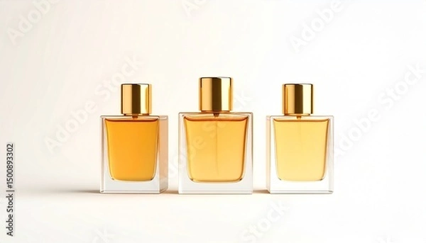 Fototapeta Perfume advertisement, luxury and minimalism: Geometric perfume placement, neutral aesthetic.