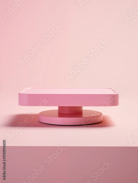 Fototapeta Minimalist Pink Rotating Display Stand for Product Showcase or Presentation