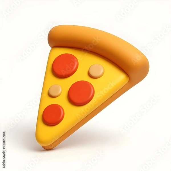 Fototapeta Delicious 3D Render of a Pizza Slice with Pepperoni and Cheese perfect for food blogs and restaurant menus
