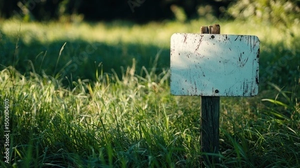 Obraz white recycle sign on green grassy background