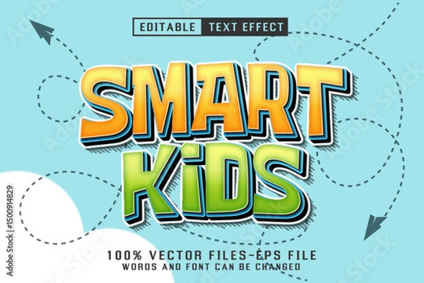 Fototapeta Smart Kids Cartoon Text - Editable Text Effect