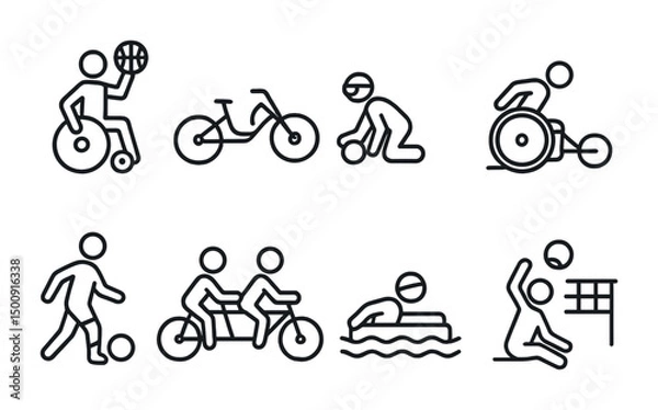 Fototapeta Inclusive sport icons for accessible recreation and design projects