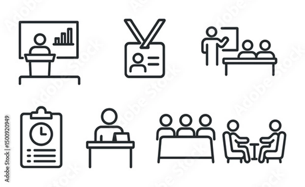 Fototapeta Business meeting and presentation icons for office use