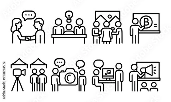 Fototapeta Business and media collaboration icons for creative projects