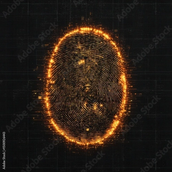 Fototapeta Glowing fingerprint graphic