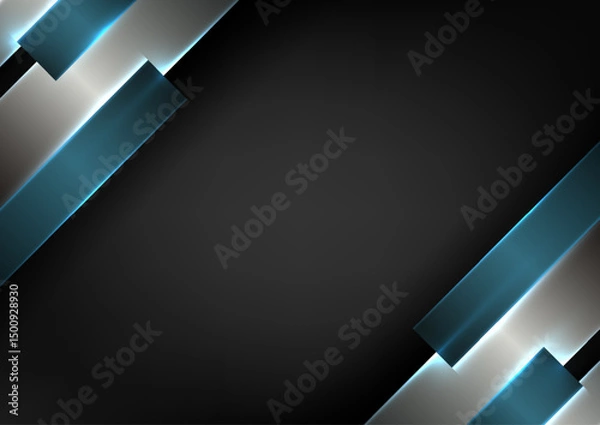 Fototapeta abstract technology background modern futuristic design sleek glowing blue silver diagonal stripes dynamic