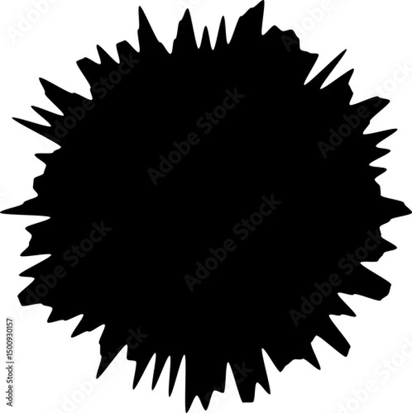 Obraz Black circle frames with jagged edge stock vector isolated. 
Circular black stains with broken irregular side edges.
Transparent background. SVG file.