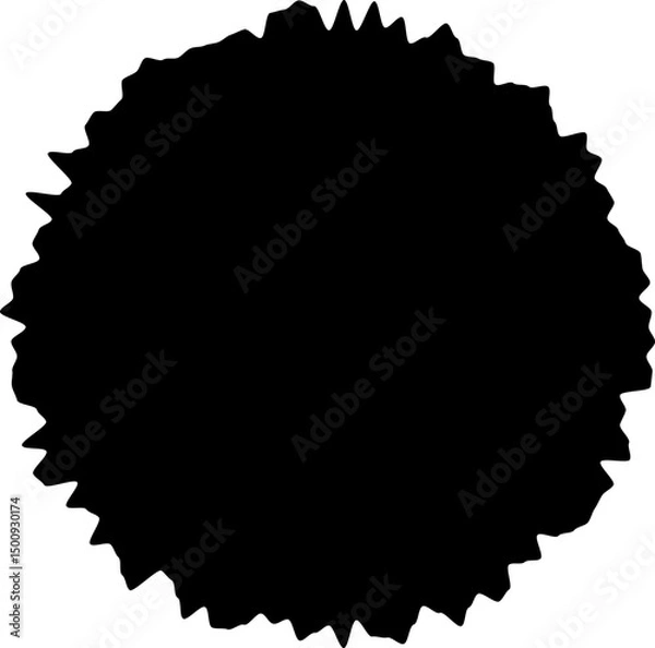 Obraz Black circle frames with jagged edge stock vector isolated. 
Circular black stains with broken irregular side edges.
Transparent background. SVG file.