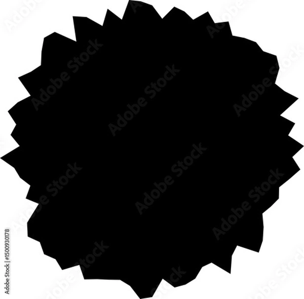 Obraz Black circle frames with jagged edge stock vector isolated. 
Circular black stains with broken irregular side edges.
Transparent background. SVG file.