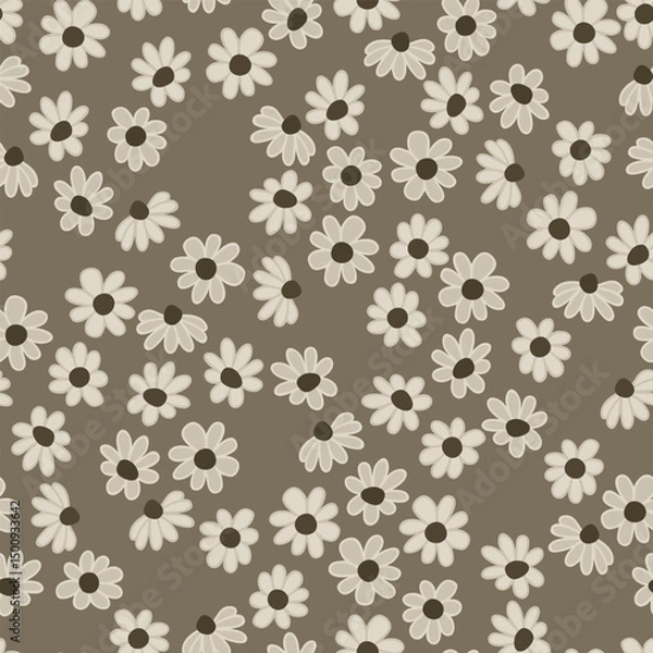 Fototapeta Seamless decorative elegant pattern with flowers. Print for textile, wallpaper, covers, surface. Retro stylization. For fashion fabric.