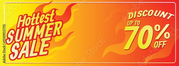 Obraz hottest summersale text inside flaming fire concept. summer sale banner template vector illustration