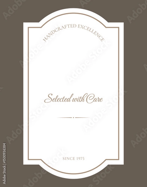 Obraz Isolated white elegant Label in minimalistic style with text. Good for cosmetics, perfumery, beauty and spa goods, home and decor items, wellness products