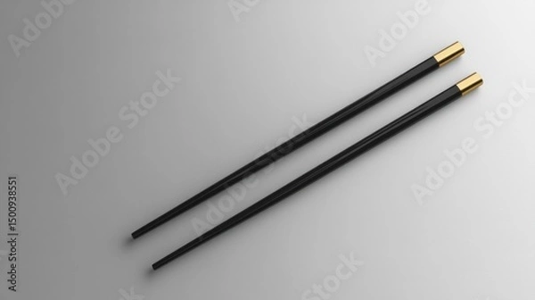 Fototapeta Elegant black chopsticks gold accents minimalist design