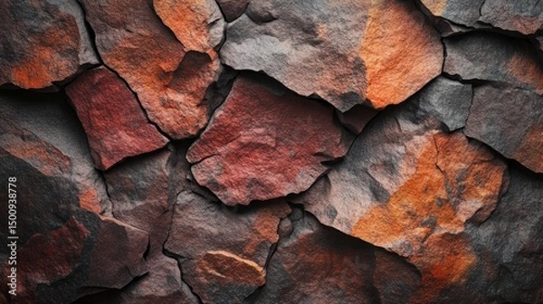 Fototapeta Rugged red and gray stone wall texture background