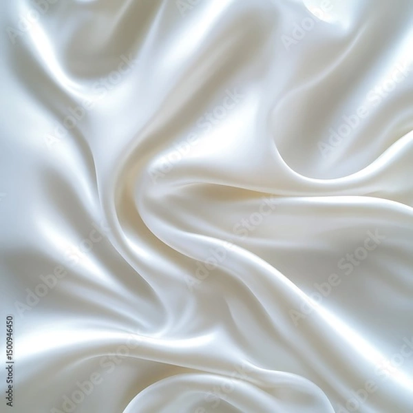 Obraz Soft white silk and satin fabric with elegant golden wave texture