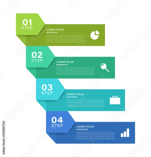 Obraz Arrow vertical infographic template with four steps or options. Modern infographic design for presentation slides