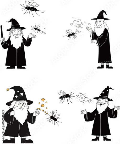 Fototapeta Wizards Casting Spells on Mosquitoes