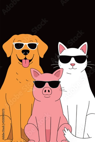 Fototapeta Cartoon Animals Birthday Party