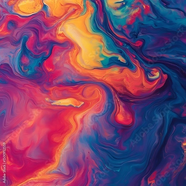 Obraz Colorful Abstract Waves with Fiery Swirls and Tribal Patterns