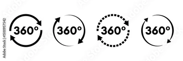 Obraz 360 degrees icon set isolated vector illustration
