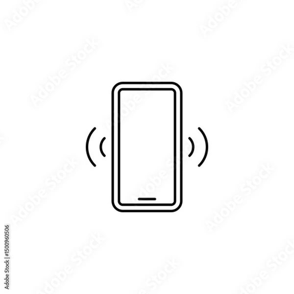 Fototapeta Vibration mode icon. Simple outline style. Thin line phone vibrating sign symbol.