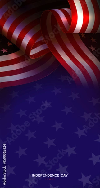 Obraz An ornate blue illustration featuring wavy American flag elements.