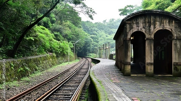 Fototapeta old railway bridge in forest
