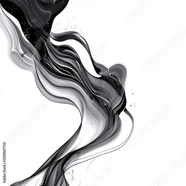 Obraz Black and white smoke forming a swirling floral pattern with a woman's silhouette