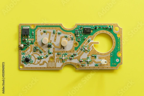 Fototapeta CIRCUITO DE COMPUTADORA SOBRE FONDO AMARILLO