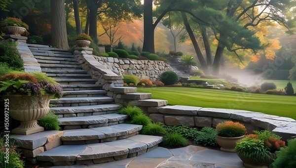 Fototapeta garden path in garden